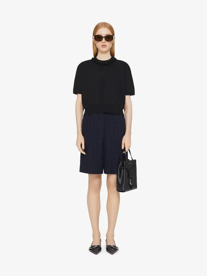 Bermuda Shorts In Tweed Dark Navy Women Givenchy Pants and Shorts