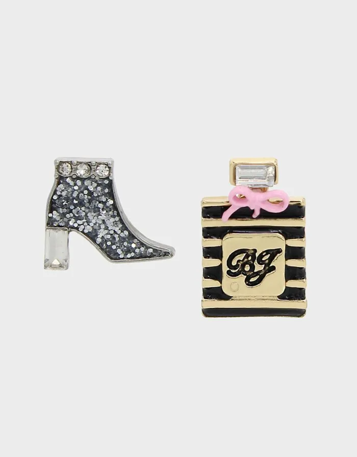 Betsey Johnson Women GOING ALL OUT MISMATCH PERFUME STUDS SILVER