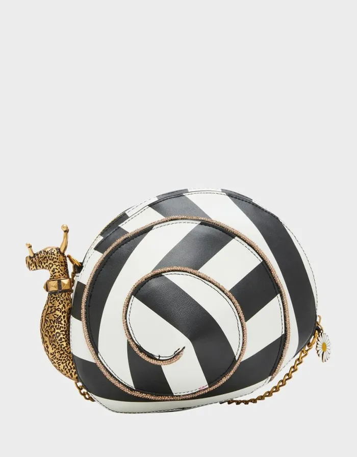 Betsey Johnson Women KITSCH SNAILED IT CROSSBODY BLACK WHITE Black White