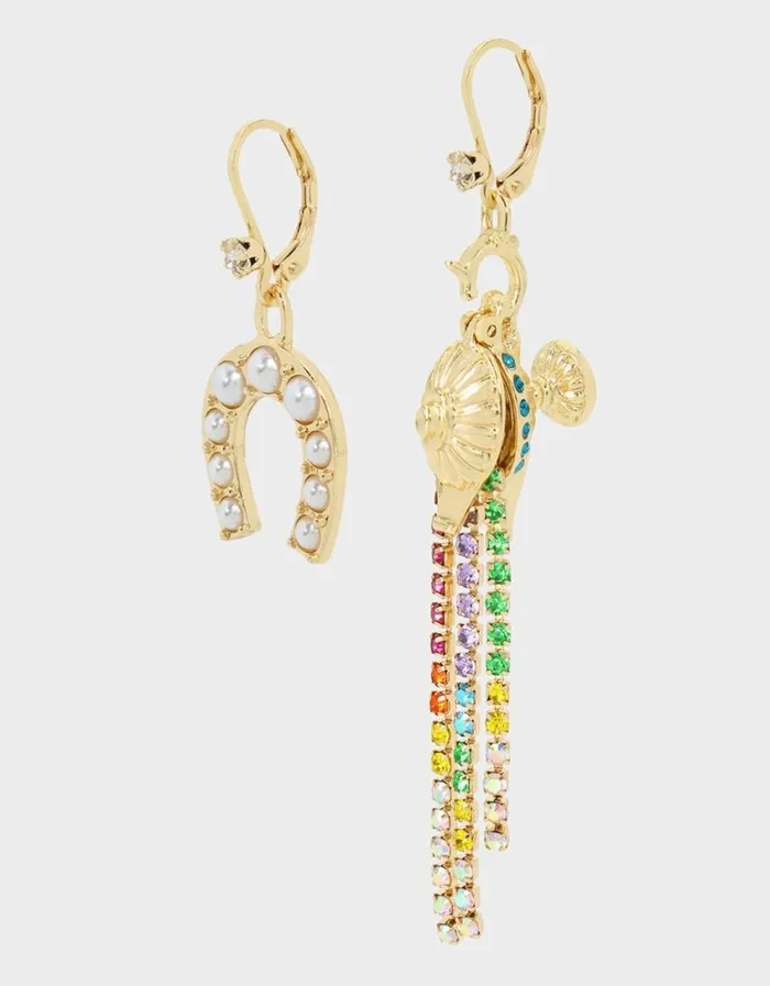 Betsey Johnson Women LUCKING OUT MISMATCH GENIE EARRINGS MULTI Betsey Johnson Women LUCKING OUT MISMATCH GENIE EARRINGS MULTI