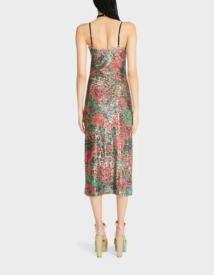 Betsey Johnson Women NAOMI MIDI DRESS LEOPARD MULTI
