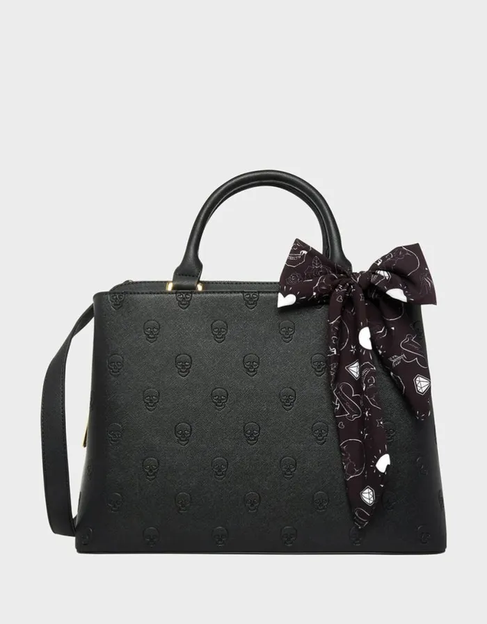 Betsey Johnson Women SKULLICIOUS SATCHEL BLACK