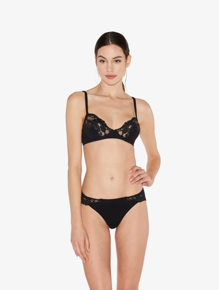 Black Cotton Nonwired Bra Lingerie La Perla Wireless