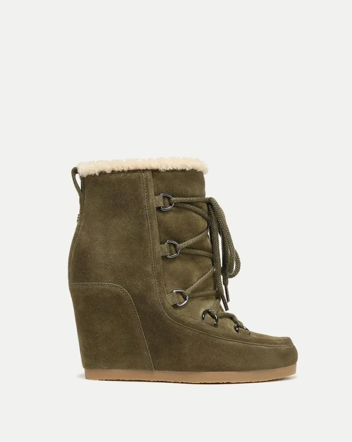 Boots and Booties Shop Veronica Beard Elfred Suede Wedge Bootie Army