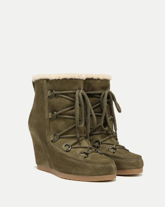 Boots and Booties Shop Veronica Beard Elfred Suede Wedge Bootie Army