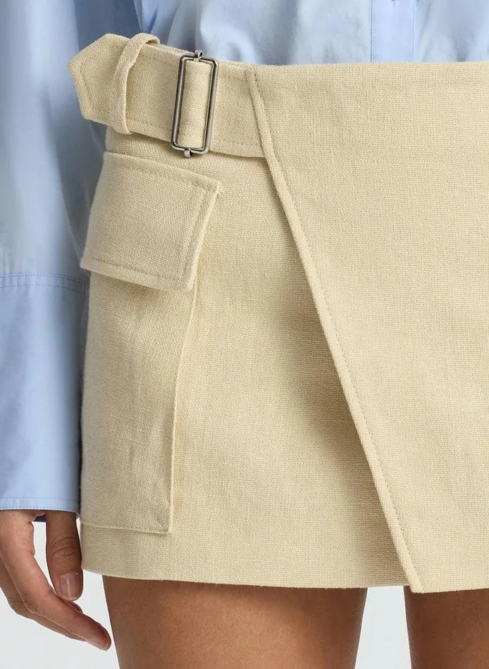 Bottoms Women ALC Conan Linen Mini Skirt Barely Beige Bottoms Women ALC Conan Linen Mini Skirt Barely Beige