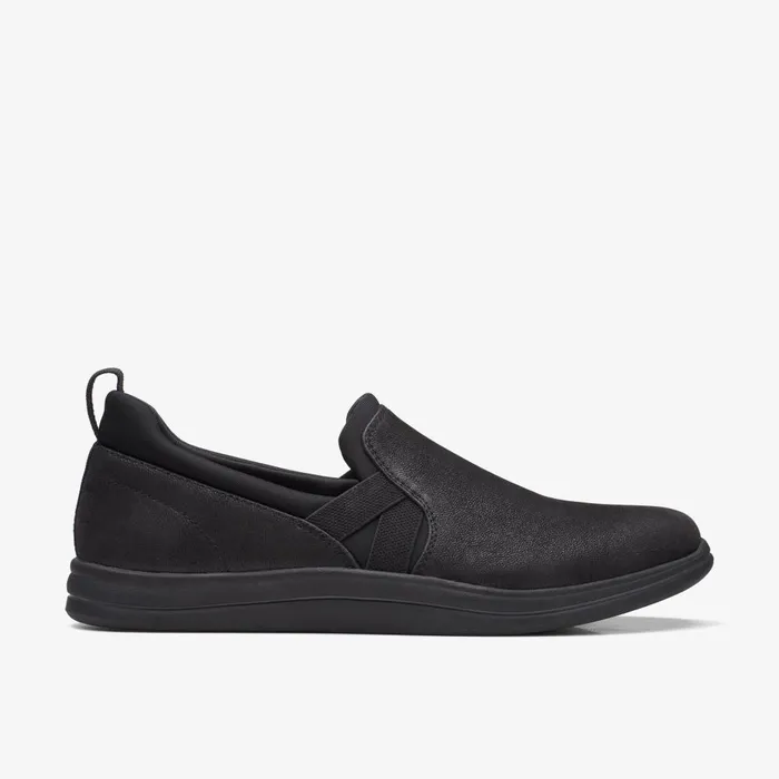 Breeze Bali Black Women Clarks SlipOns