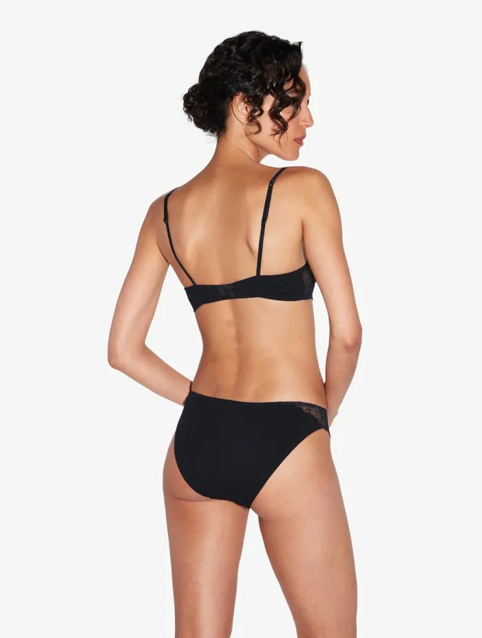 Briefs In Onyx With Embroidered Tulle Lingerie La Perla Midrise