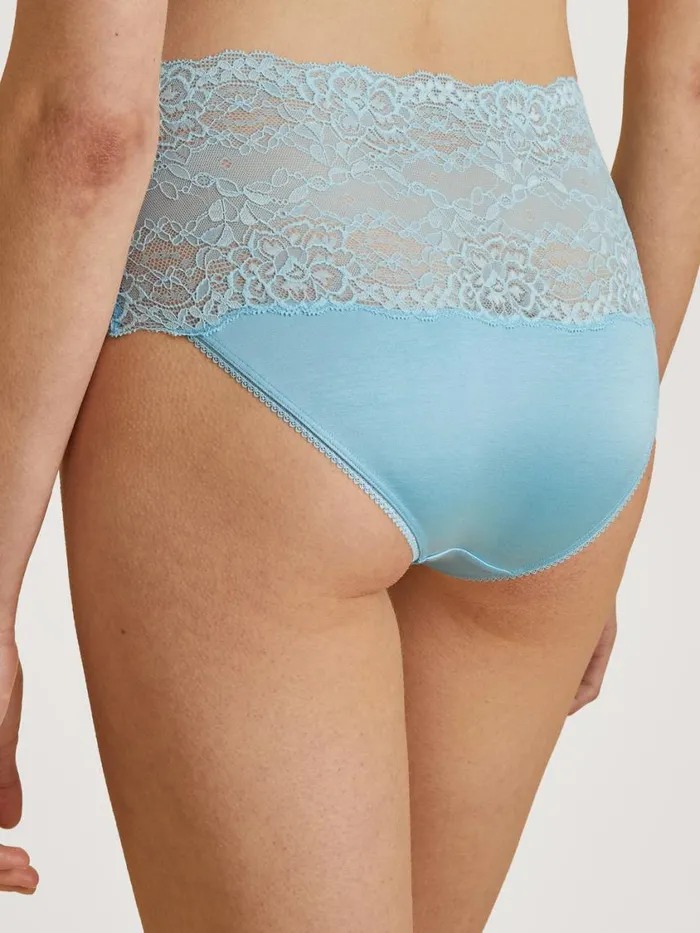 CALIDA Bottoms Women Highwaisted Briefs With Lace Waistband Blue Topaz