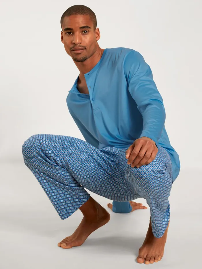 CALIDA Pyjama Pants Men Long Pants With Side Pockets Azurit Blue