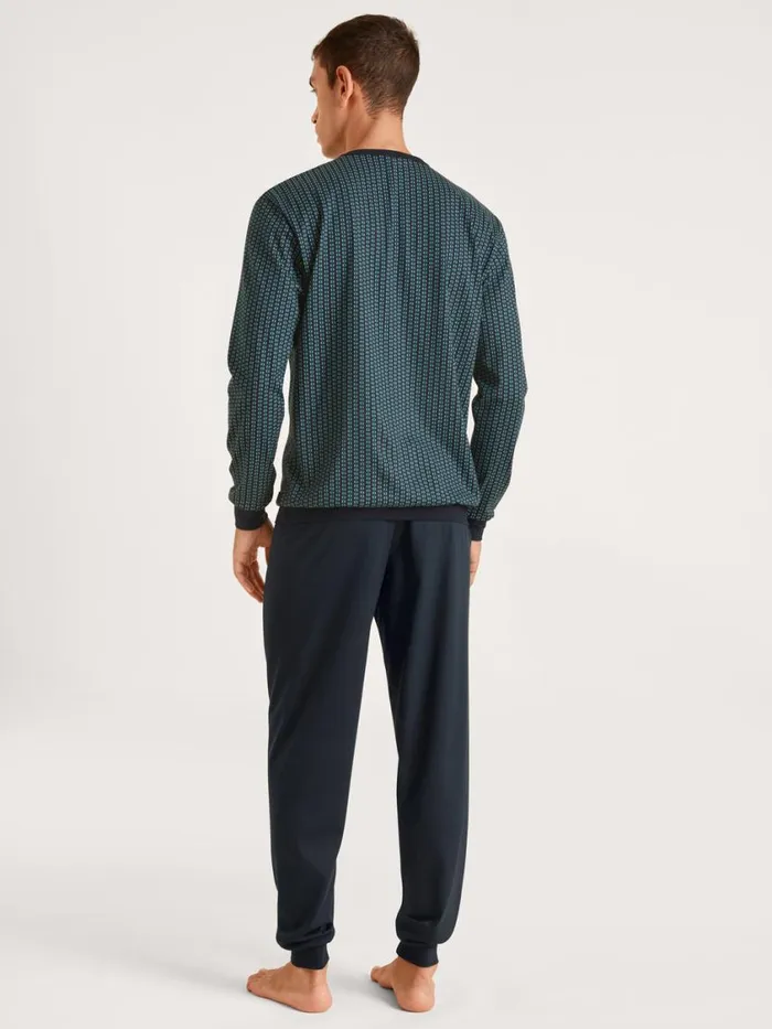 CALIDA Pyjamas Men Pyjama With Cuff Deep Lagoon Green