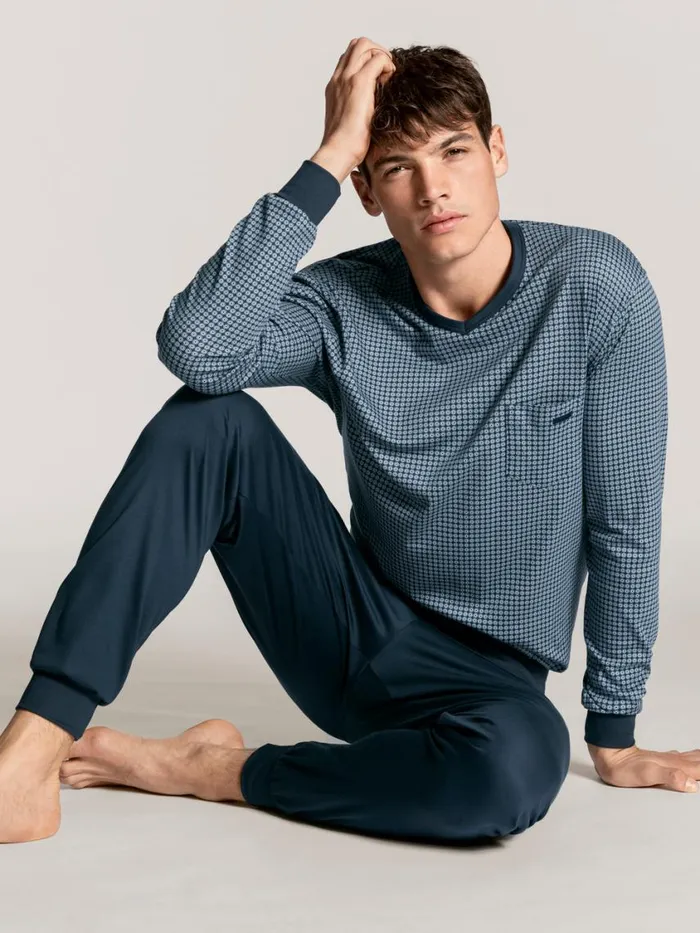 CALIDA Pyjamas Men Pyjama With Cuff Indigo Mood