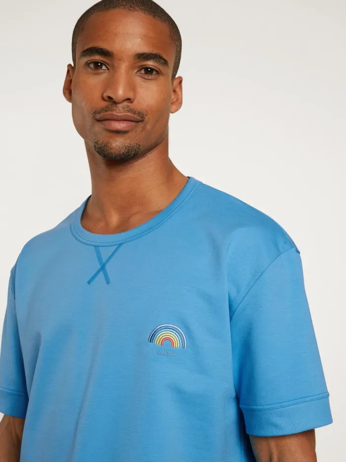 CALIDA Shirts Men Shirt Short Sleeve Azurit Blue