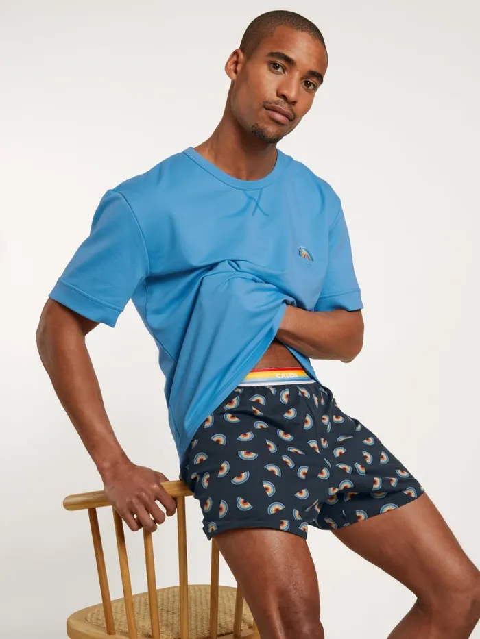 CALIDA Shirts Men Shirt Short Sleeve Azurit Blue