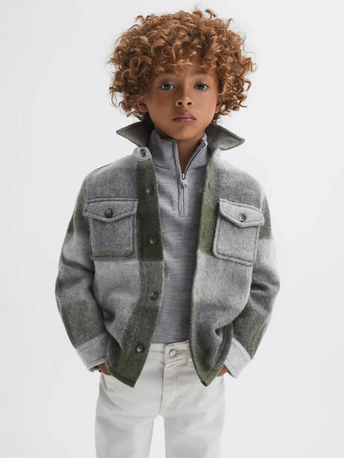 Children Reiss Coats and Jackets Stoval Long Sleeve Brushed Overshirt Greenecru Children Reiss Coats and Jackets Stoval Long Sleeve Brushed Overshirt Greenecru