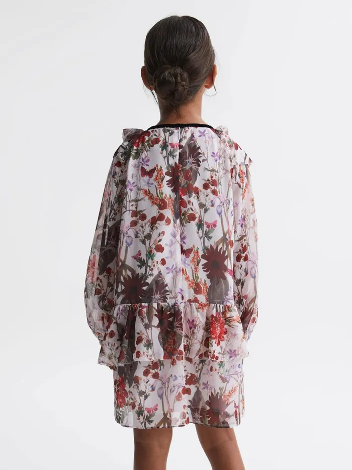 Children Reiss Dresses Yara Floral Frill Bow Dress Multi