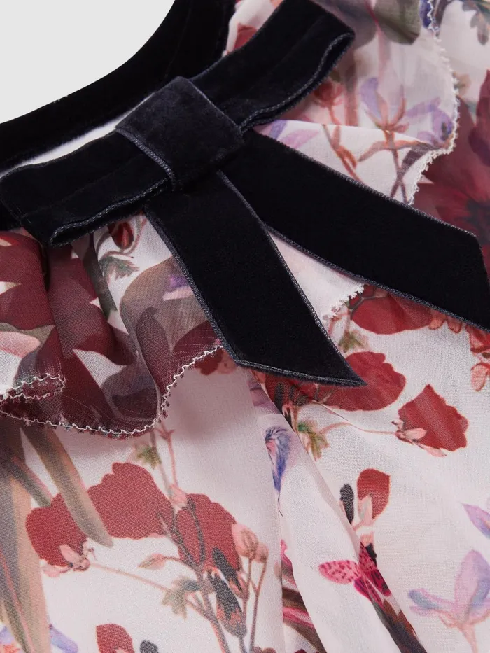 Children Reiss Dresses Yara Floral Frill Bow Dress Multi