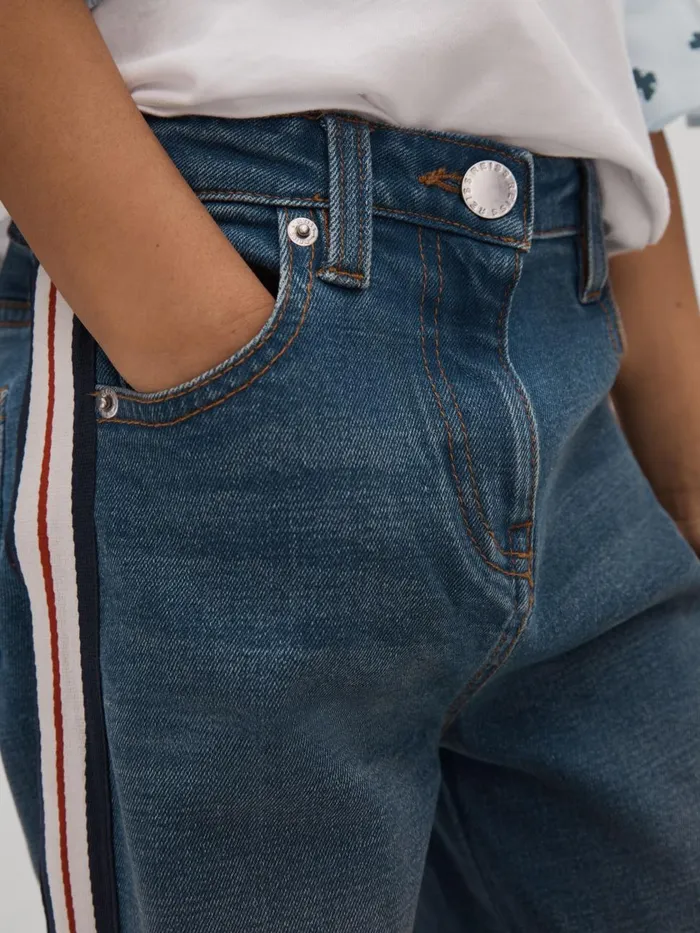 Children Reiss Jeans Marie Side Stripe Straight Leg Jeans Blue