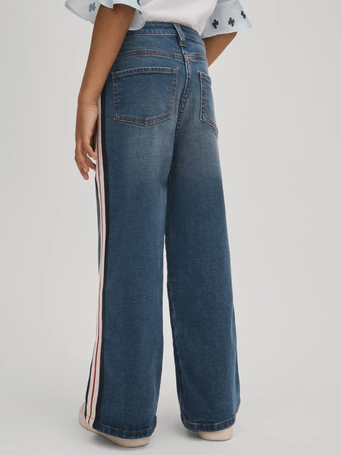 Children Reiss Jeans Marie Side Stripe Straight Leg Jeans Blue