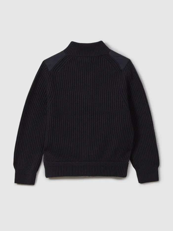 Children Reiss Knitwear Trainer Hybrid Zip Through Quilted Jakcet Navy