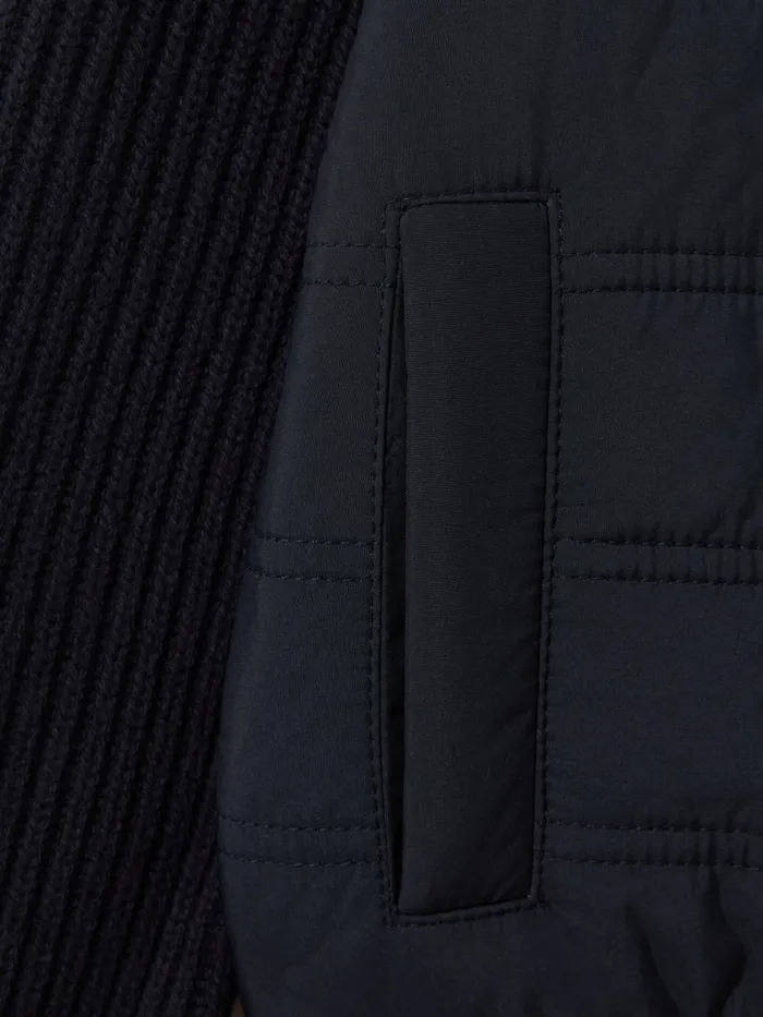 Children Reiss Knitwear Trainer Hybrid Zip Through Quilted Jakcet Navy