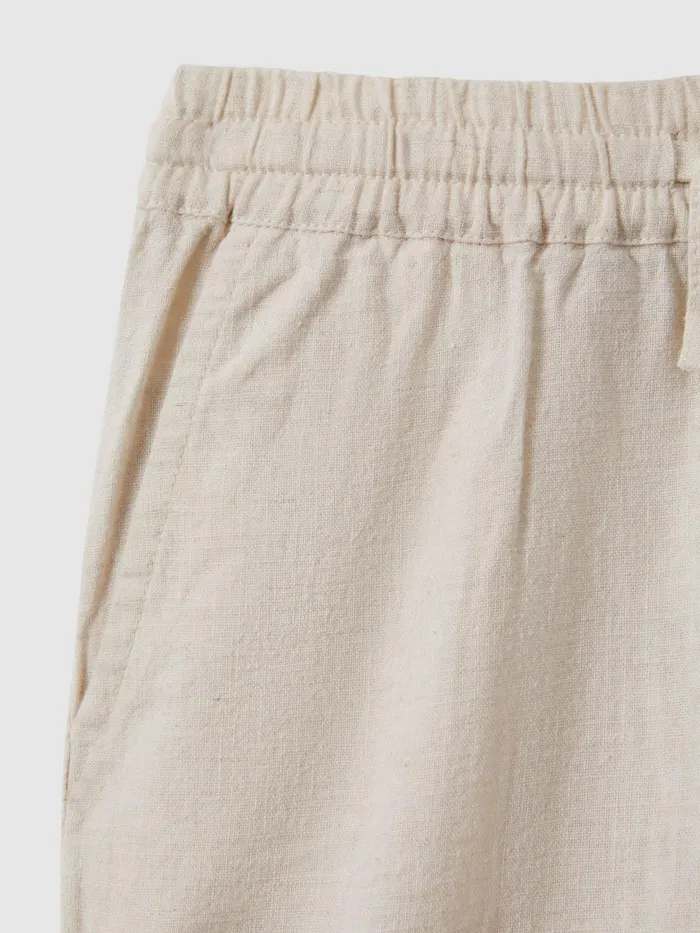 Children Reiss Pants Wilfred Linen Drawstring Tapered Trousers Stone