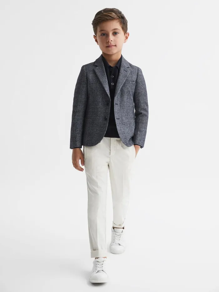 Children Reiss Suits and Tailoring Babbington Single Breasted Check Blazer Navy Children Reiss Suits and Tailoring Babbington Single Breasted Check Blazer Navy