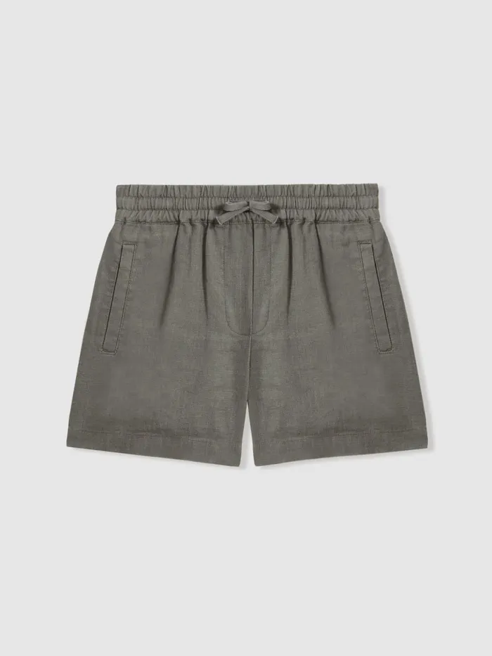 Children Reiss Sweats and Hoodies Acen Linen Drawstring Shorts Khaki
