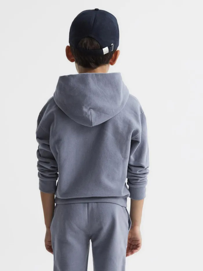 Children Reiss Sweats and Hoodies Cade Oversized Garment Dyed Logo Hoodie Ashley Blue