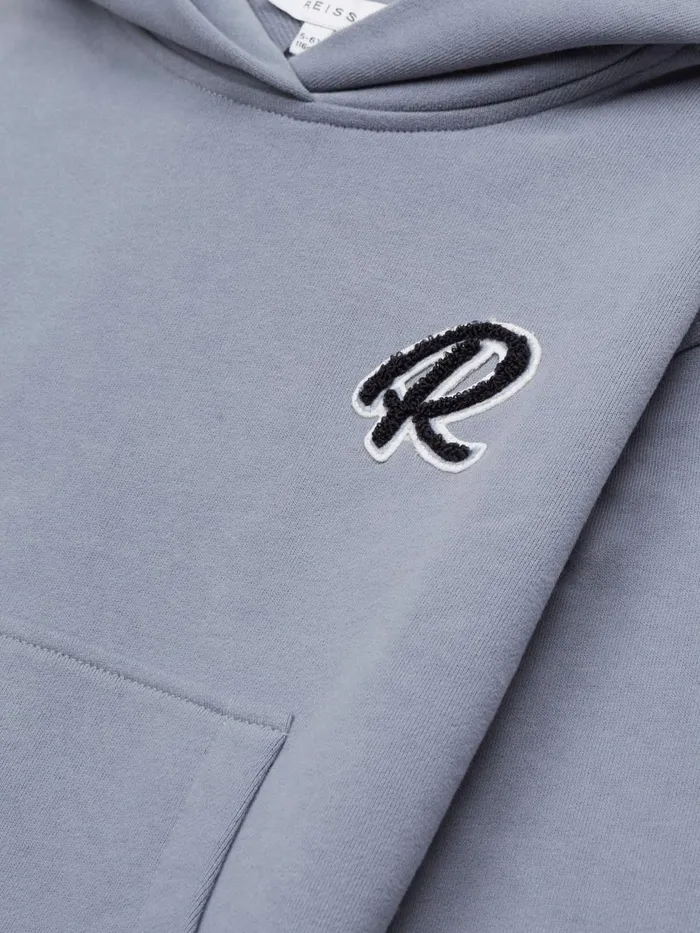 Children Reiss Sweats and Hoodies Cade Oversized Garment Dyed Logo Hoodie Ashley Blue