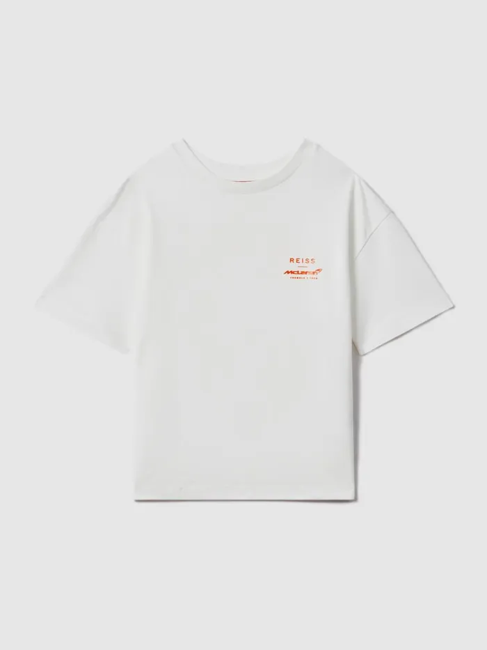 Children Reiss Tops and TShirts F1 Oversized Cotton Crew Neck TShirt White