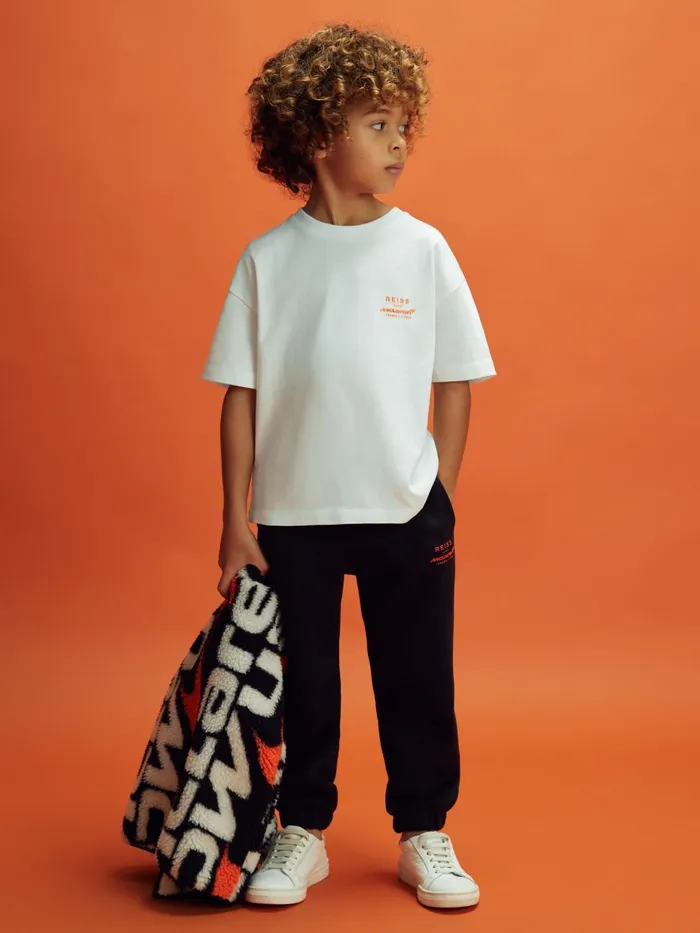 Children Reiss Tops and TShirts F1 Oversized Cotton Crew Neck TShirt White