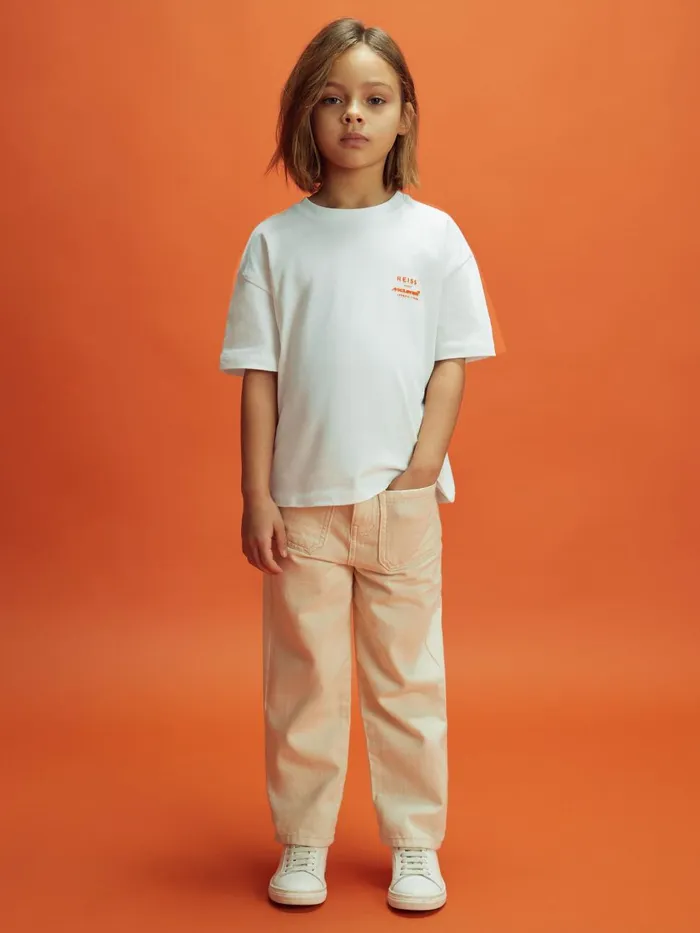 Children Reiss Tops and TShirts F1 Oversized Cotton Crew Neck TShirt White