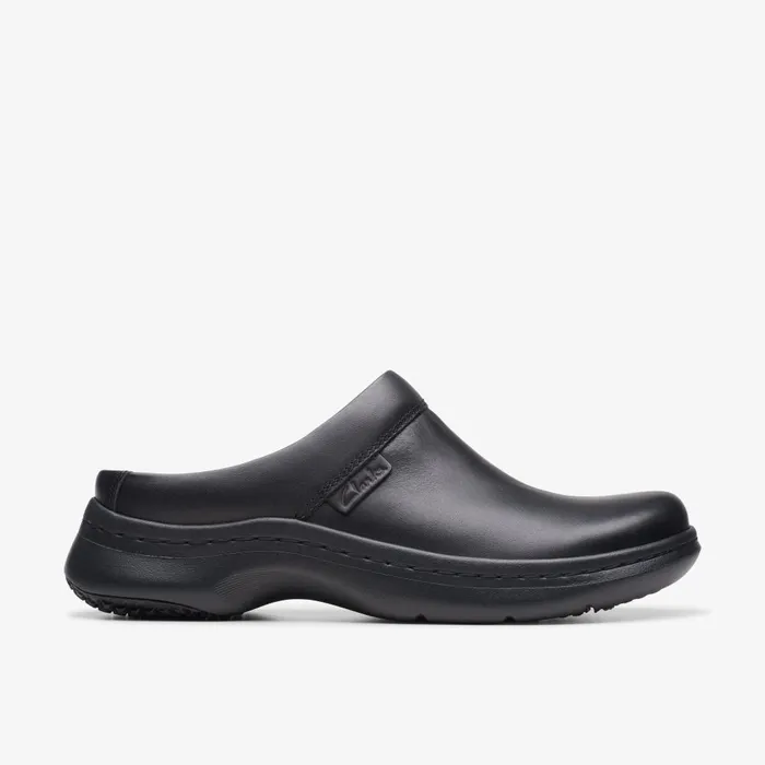 Clarks Pro Clog Black Leather Women Clarks Clogs and Mules