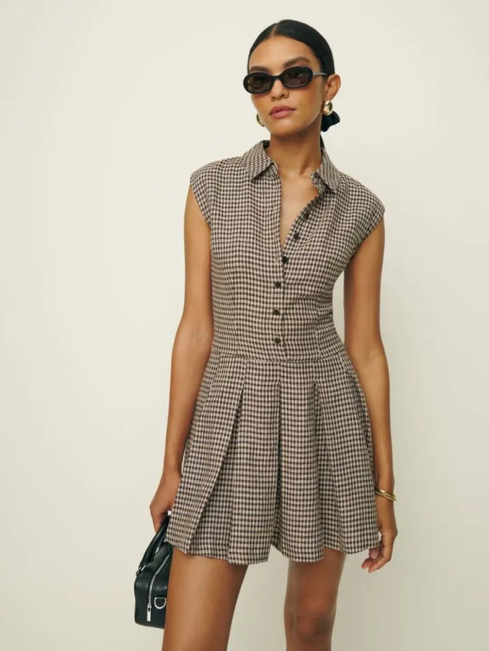 Clothing The Reformation Arella Linen Dress Tartine Check