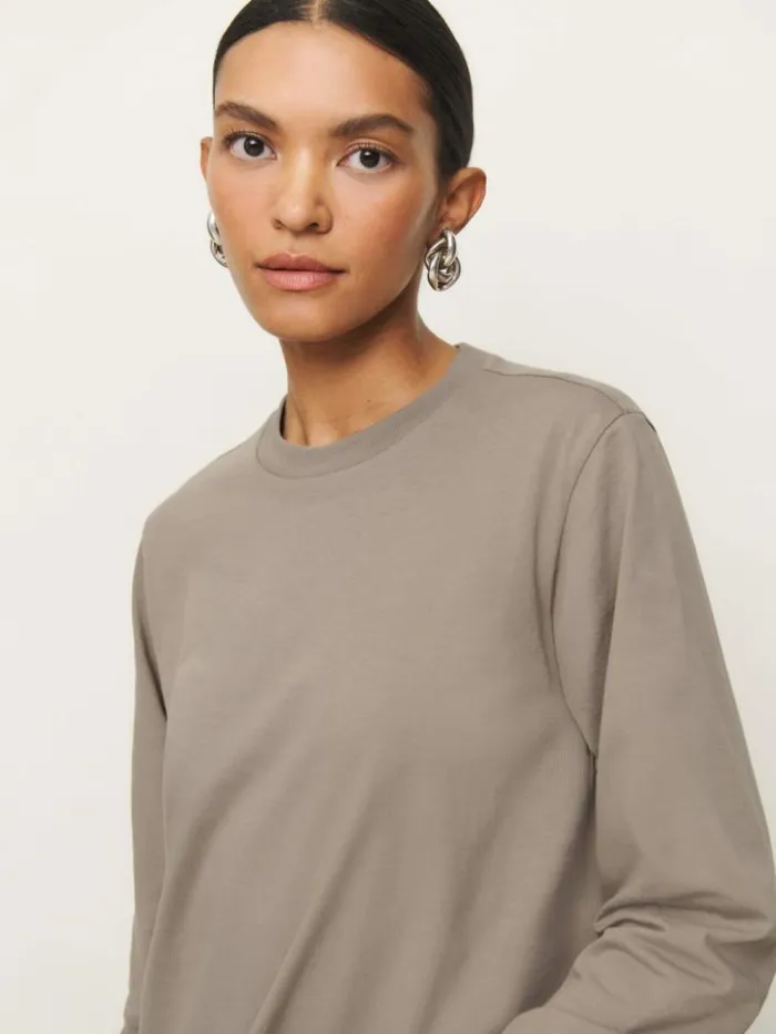 Clothing The Reformation Asher Oversized Long Sleeve Tee Taupe