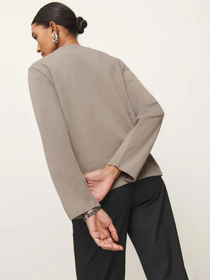 Clothing The Reformation Asher Oversized Long Sleeve Tee Taupe