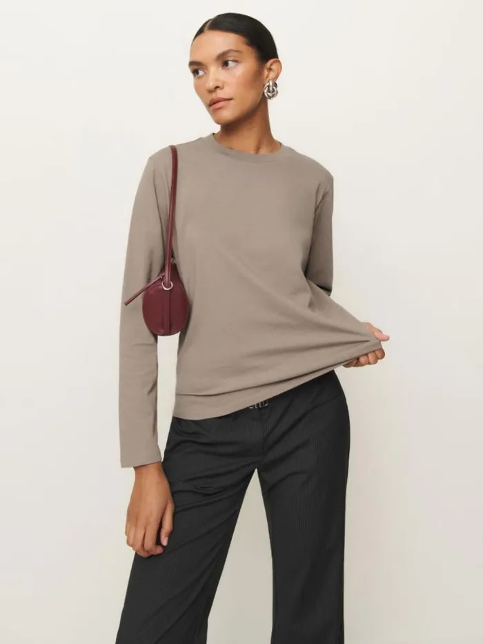 Clothing The Reformation Asher Oversized Long Sleeve Tee Taupe