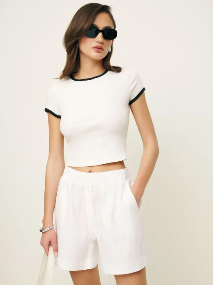Clothing The Reformation Billy Linen Short White