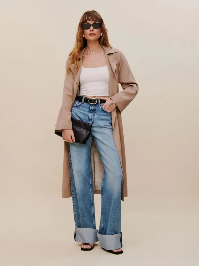 Clothing The Reformation Cary Cuffed High Rise Slouchy Wide Leg Jeans Denver