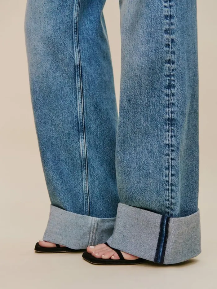 Clothing The Reformation Cary Cuffed High Rise Slouchy Wide Leg Jeans Denver