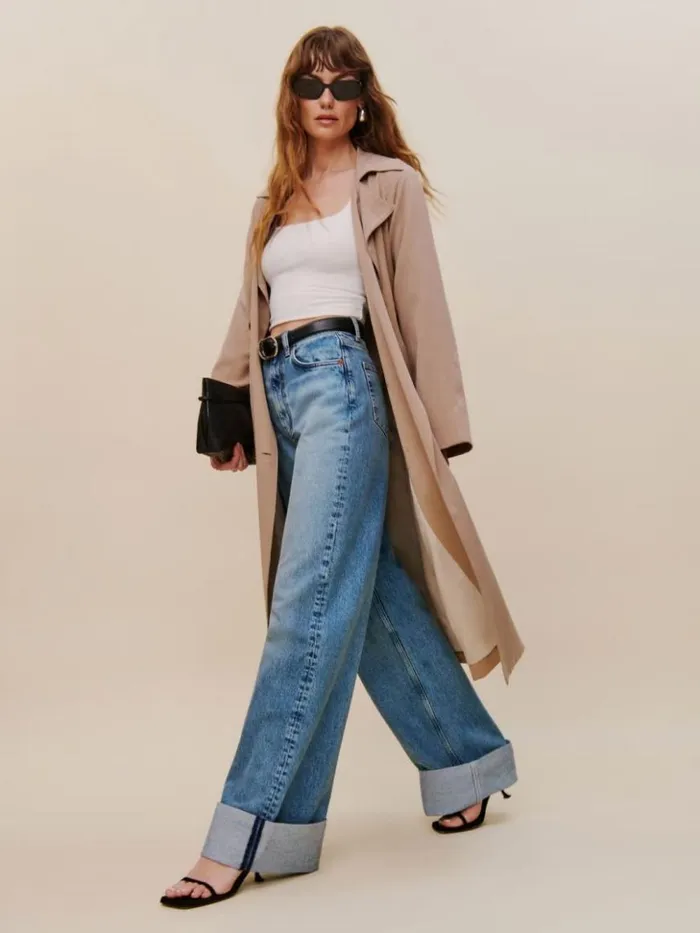 Clothing The Reformation Cary Cuffed High Rise Slouchy Wide Leg Jeans Denver