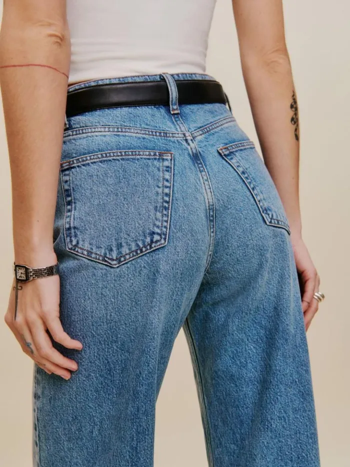 Clothing The Reformation Cary Cuffed High Rise Slouchy Wide Leg Jeans Denver