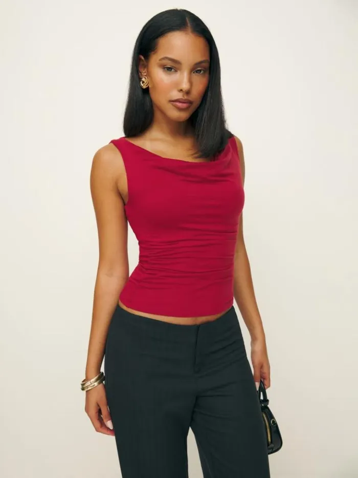 Clothing The Reformation Darla Knit Top Sangre