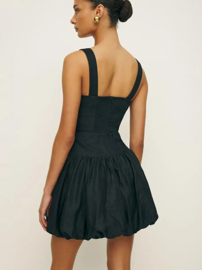 Clothing The Reformation Delia Linen Dress Black
