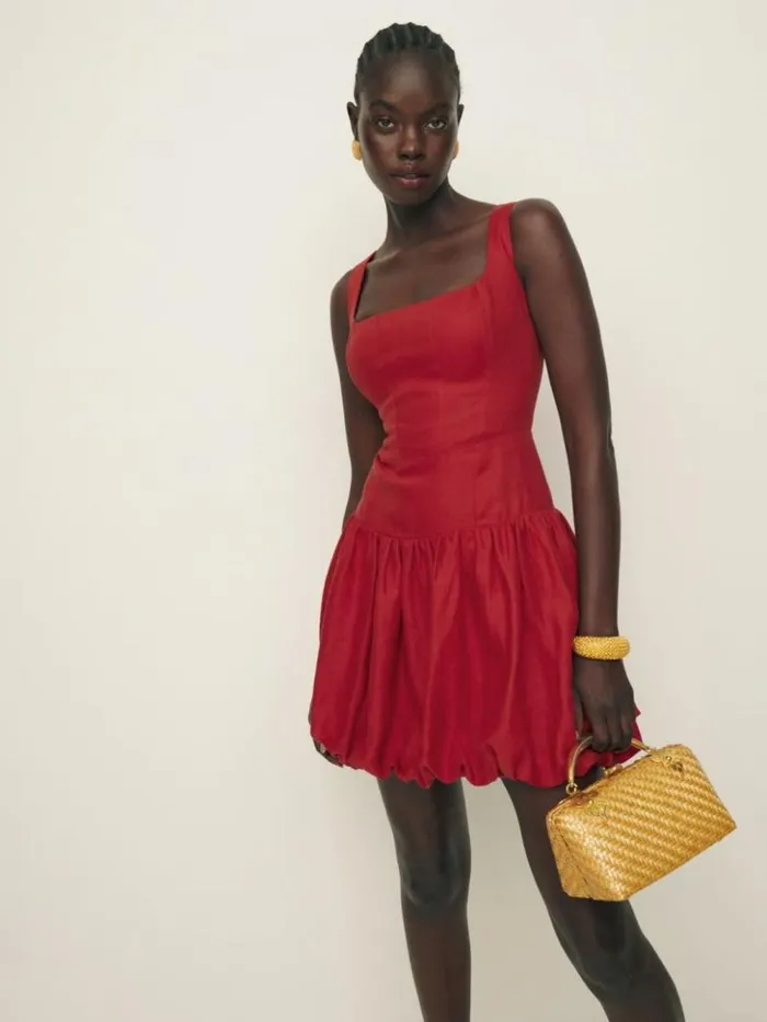 Clothing The Reformation Delia Linen Dress Sundried Tomato