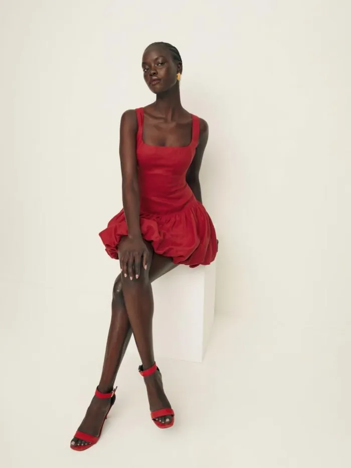 Clothing The Reformation Delia Linen Dress Sundried Tomato