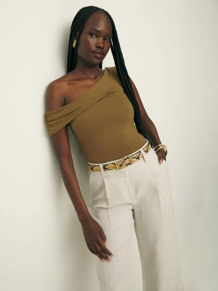 Clothing The Reformation Eve Knit Top Bronze