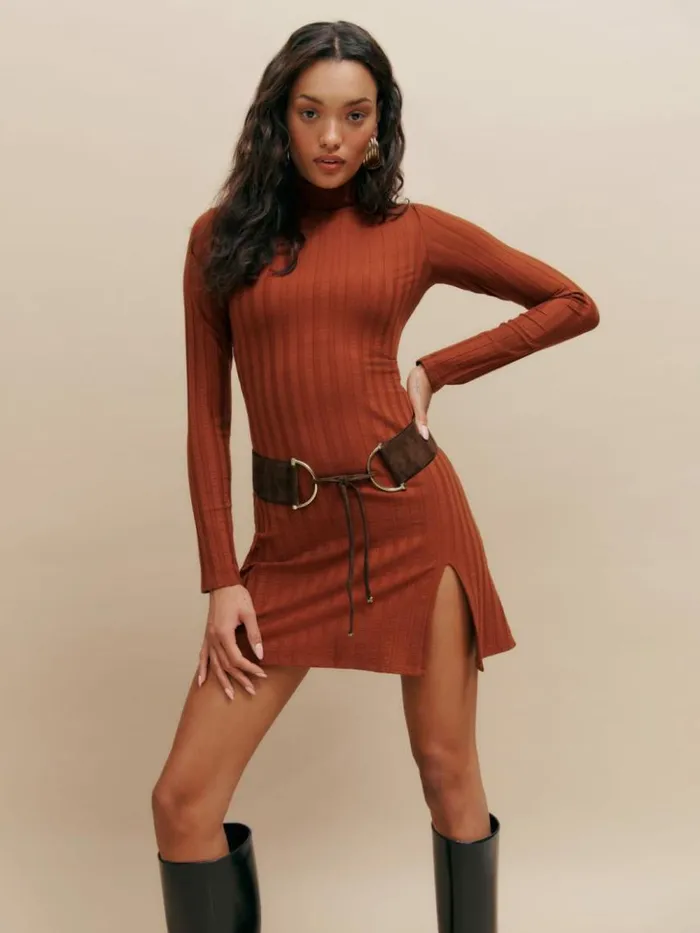 Clothing The Reformation Libra Knit Dress Oxide