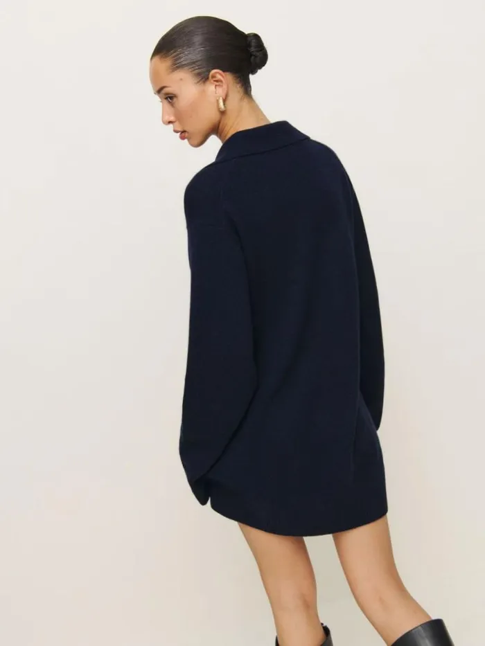 Clothing The Reformation Maeve Cashmere Polo Dress Navy